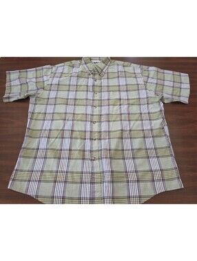 Key Elements Mens XL Green Plaid Short Sleeve Button Down Shirt Casual Pocket